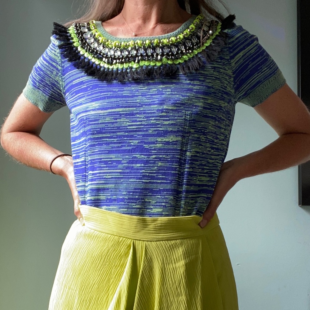 Milly Knit Blouse with Beaded and Tassel Embellished Collar - Picture 3 of 7